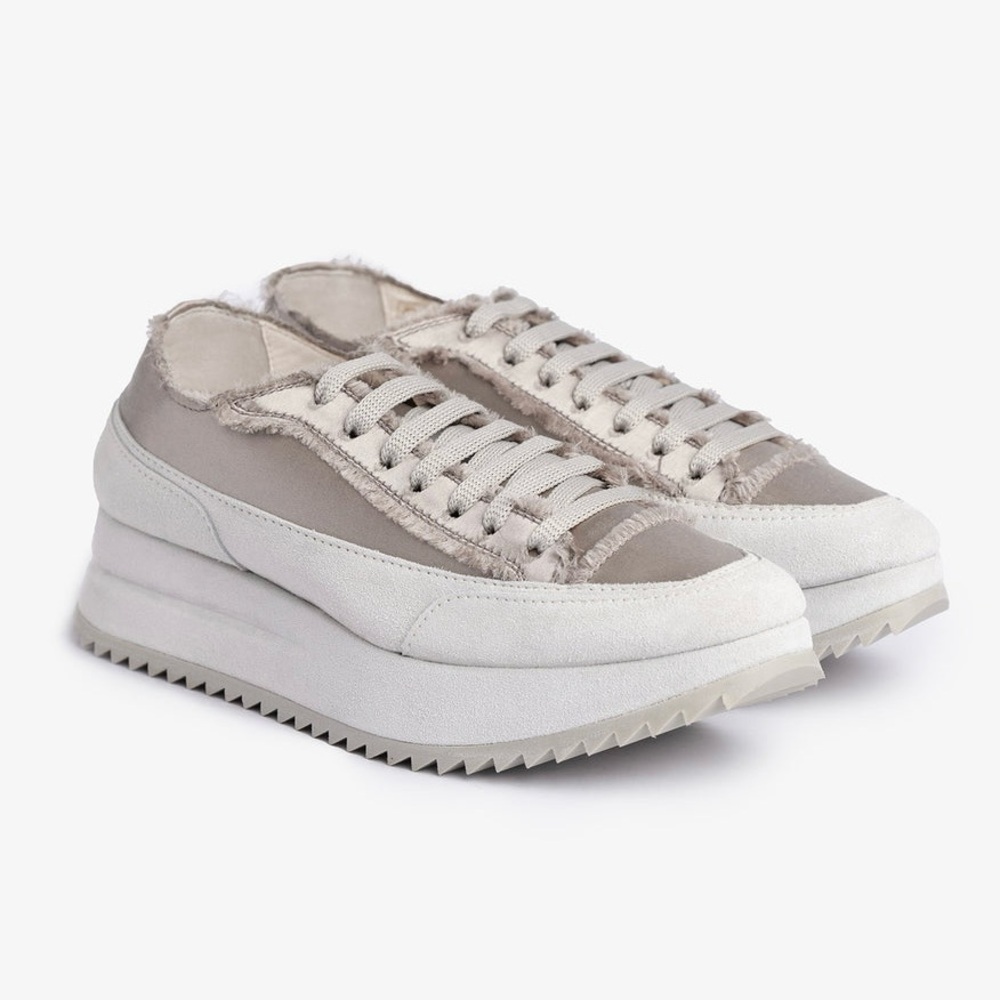 Pedro Garcia Orella Frayed Satin Gray Platform Trainers